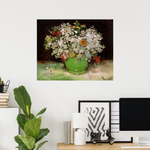 Poster Van Gogh Vase com Zinnias e Flores, Belas Artes