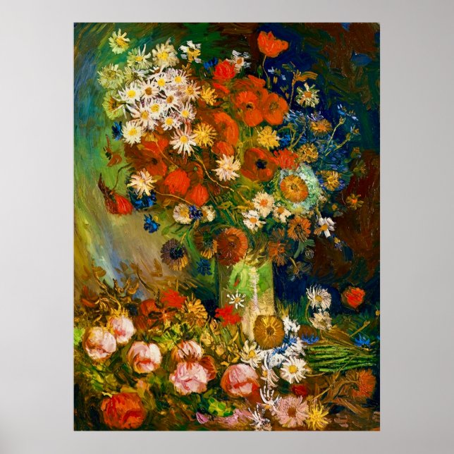 Poster Van Gogh Vase with Cornflowers and Poppies (Frente)