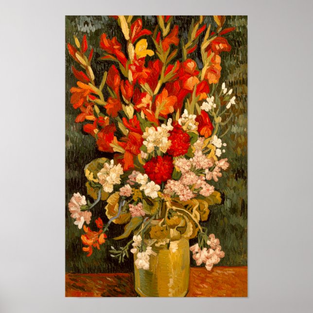 Poster Van Gogh Vase with Gladioli and Carnations  (Frente)