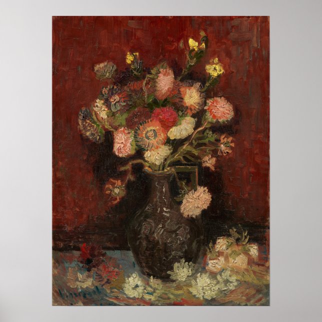 Poster Van Gogh - Vaso Com Asteriscos Chineses E Gladíolo (Frente)