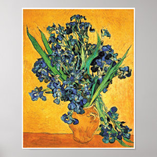 Poster Van Gogh - Vaso com Íris Fundo Amarelo