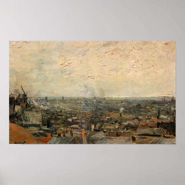 Pôster Van Gogh - Vista de Paris de Montmartre (Frente)