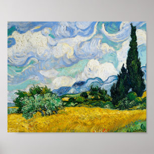 Poster Van Gogh Wheat Field with Cypresses Landscape
