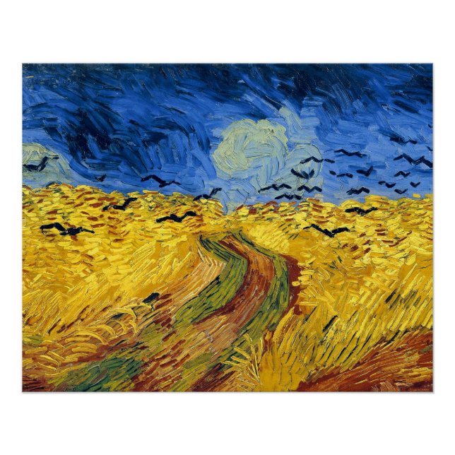 Pôster Van Gogh Wheat Fields impressionista Painting (Frente)