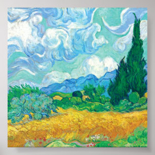 Pôster Van Gogh Wheatfield com Cyprestes