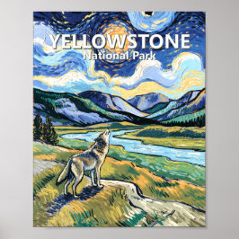 Poster Van Gogh Yellowstone National Park Wolf Howling