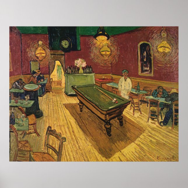 Pôster Van Gogh's The Night Café (Le Café de Nu) 1888 (Frente)