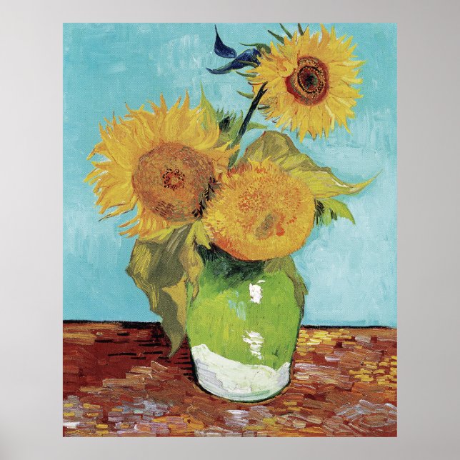 Poster Van Gogh's Vase with Three Sunflowers (Frente)