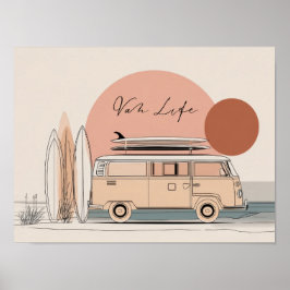 Poster Van Life Surf Van – Estética Retro de Camper de Pr