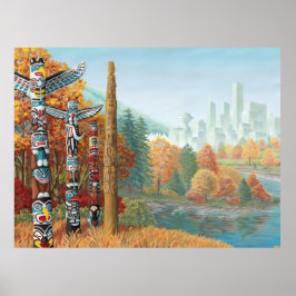 Pôster Vancouver Art Print Vancouver Totem Pole Painting