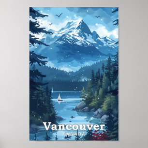 Poster Vancouver Canada Vintage Art Viagem Illustration