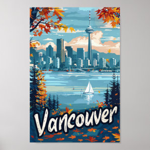 Poster Vancouver Canada Vintage - Ilustração do Viagem re