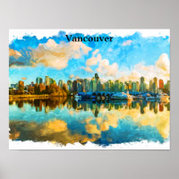 Vancouver Canadá, Vista Panorama Colorida
