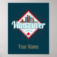 Vancouver Skyline British Columbia Retro Canadá