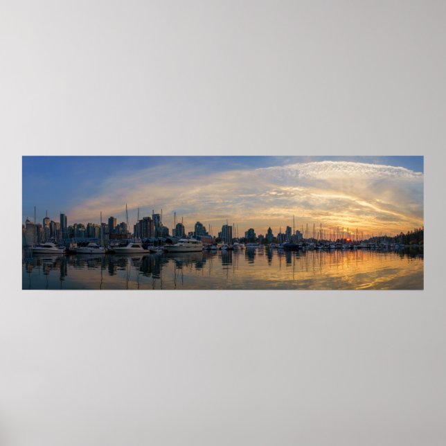 Poster Vancouver Skyline - Yacht Harbour no Sunset (Frente)