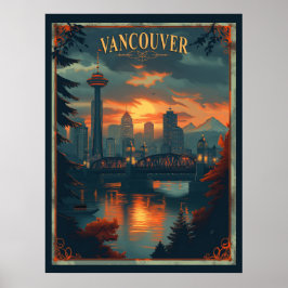 Poster Vancouver, Viagens vintage do Canadá