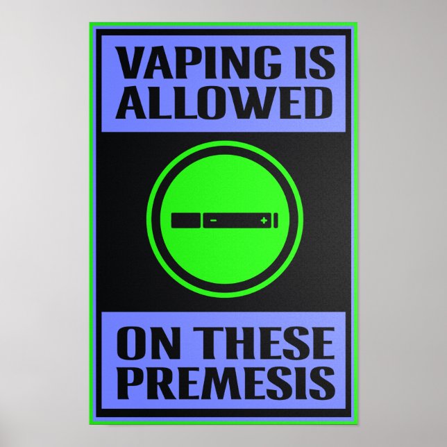 Poster Vaping Permitido nestas Pré-mesas Pretas (Frente)