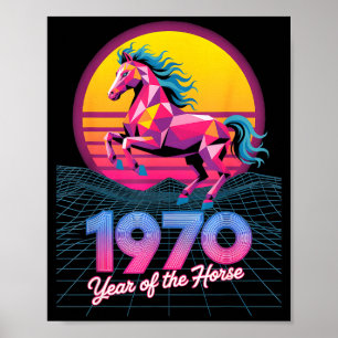 Poster Vaporwave 2026 Ano do Cavalo 1978 Aniversário de 4