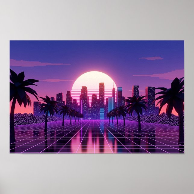 Poster Vaporwave Cityscape (Frente)