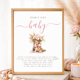 Poster Vaqueira Coquete Laço Chá de Bebê Não Diga Bebê