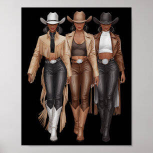 Poster Vaqueira Negra Western Rodeio Melanina Vaqueira