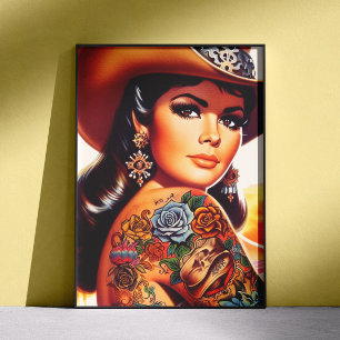 Poster Vaqueira Tatuada Vintage