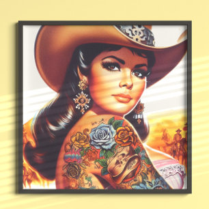 Poster Vaqueira Tatuada Vintage
