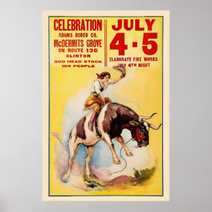Poster VaqueiraCelebração de Rodeio Western Vintage dos A
