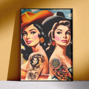 Poster Vaqueiras Tatuadas Vintage