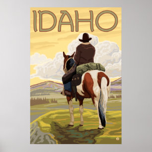 Poster Vaqueiro & cavalo - Idaho