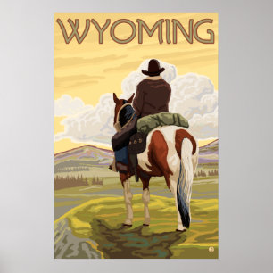 Pôster Vaqueiro & cavalo - Wyoming