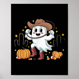 Poster Vaqueiro Engraçado Fantasma de Halloween Ocidental
