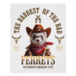 Pôster Vaqueiro Furão Engraçado Estilo Western