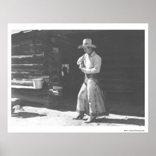 Poster Vaqueiro que come de uma manteiga de amendoim Can.