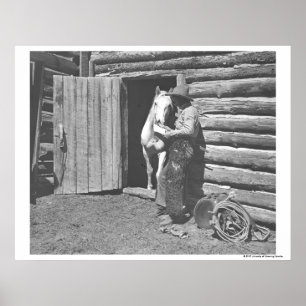 Pôster Vaqueiro que lê uma letra