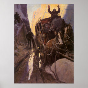 Pôster Vaqueiros Antigos, Segurem no Canyon por NC Wyeth