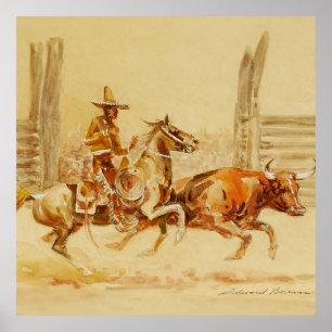 Poster Vaquero e Touro por Edward Borein