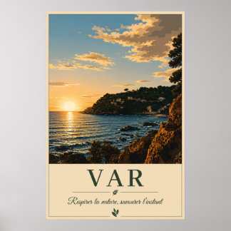 Poster Var Mediterranean Coast Sunset Vintage
