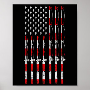 Poster Vara de Pesca Americana Bandeira dos EUA Patriótic