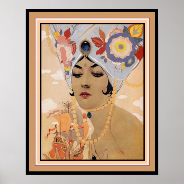 Pôster Vargas Art Deco "Girl in Turban" 16 x 20 (Frente)