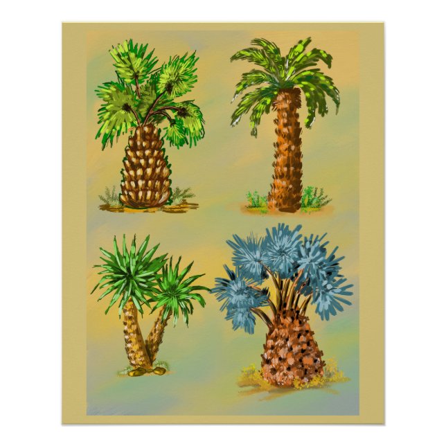 Pôster Variétés de palmiers en couleurs. (Frente)