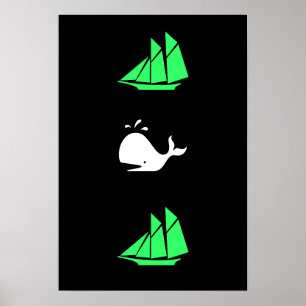 Pôster Vários ícones do Oceano Glow_green clipper branco 