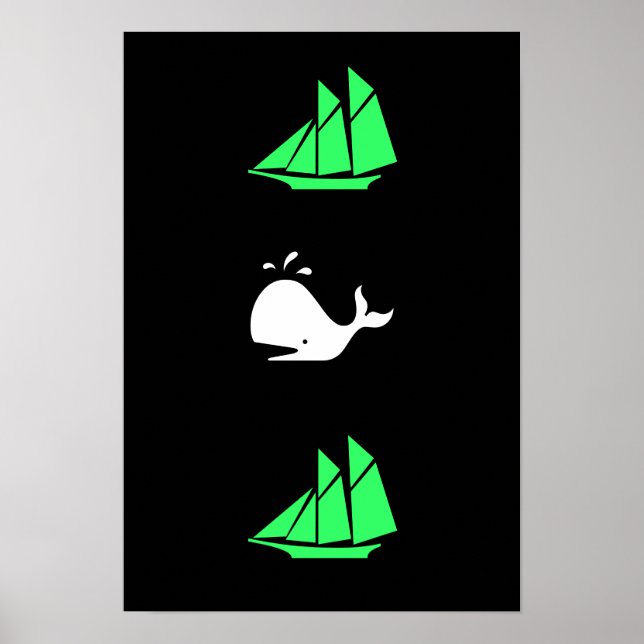 Pôster Vários ícones do Oceano Glow_green clipper branco  (Frente)