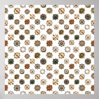 Poster vários relevos heráldicos e florais clássicos