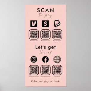 Poster Varredura de código multi QR para pagar mídia soci