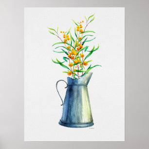 Poster Vase Amarelo Azul Botânico