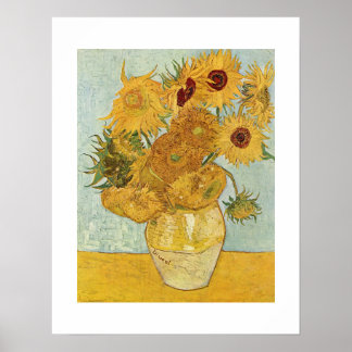 Poster Vase Com 12 Girassóis Van Gogh Aspecto Original