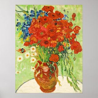 Poster Vase com Cornflower e Poppies, Van Gogh