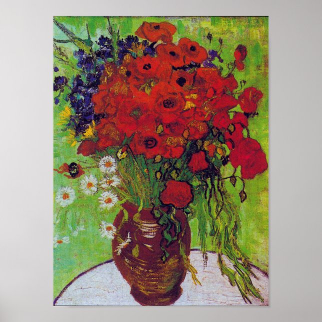 Poster Vase com Cornflower e Poppies, Van Gogh (Frente)