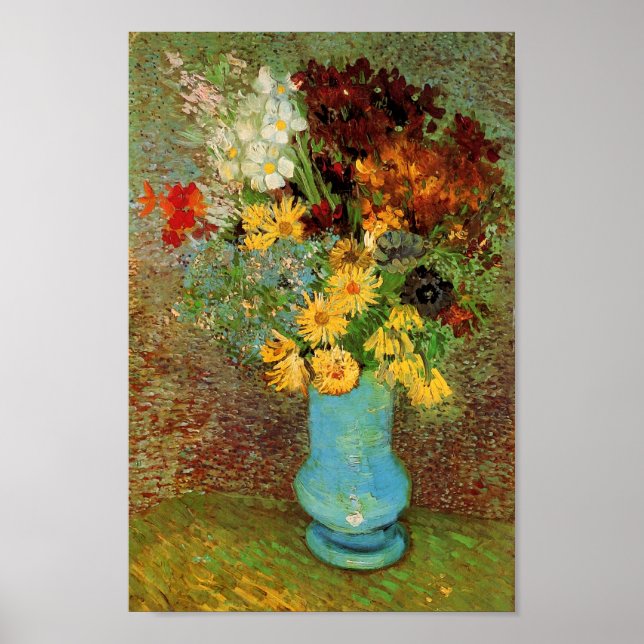 Pôster Vase com Daisies e Anemones Van Gogh Fine Art (Frente)
